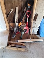 lot of lawn and garden tools