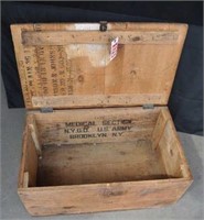 US Army wooden Medical trunk, 30" x 18" x 13"