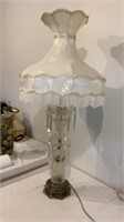Hollywood Regency Lamp with Crystals - Very Tall
