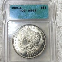 1921-S Morgan Silver Dollar ICG - MS63