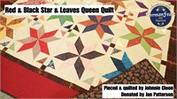 Red & Black Star & Leaves Queen Quilt