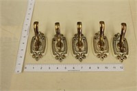 Lot of Vintage Enameled Brass Coat Hooks
