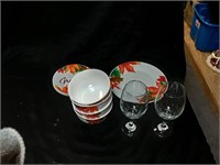 flower bowls and wine glasses