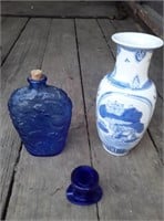 Blue bottle and vase