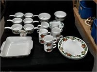 set of apple dishes
