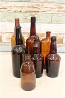 Amber & Brown Glass Graduated & Cork Top Bottle #2