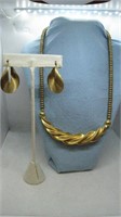Vintage Gold Plated Necklace and Earring Set
