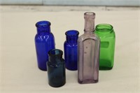 Small Vintage Colored Glass Medicine Bottle Lot