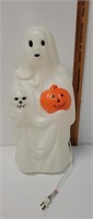 Halloween blow mold 22" ghost holding a skull and