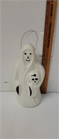 Halloween blow mold 13" ghost holding skull no