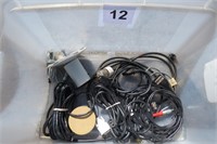 Bin of Cords, Cables, Foot Switch