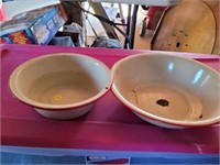 2 enamelware bowls