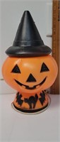 Vintage 13" lighted witch hat jack-o-lantern blow