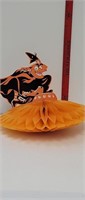 Vintage Witch riding UFO!! Crepe fold-out -15"