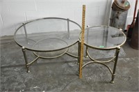 2 glass top metal accent tables