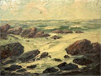 Leonid Gechtoff Seascape Painting, Dated 1937.