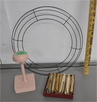 Hat stand, clothes pins, wreath frame