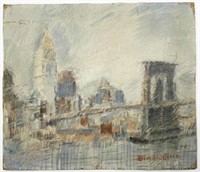 Painting, New York City Scene, sgd. Elias Goldberg