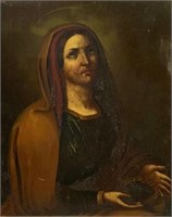 19th Century Oil on Tin Religious Painting.