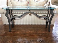 Metal & Double Beveled Glass Sofa Table