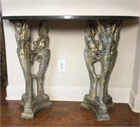 Granite Topped Demilune Hall Table