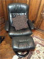 Leather Ekornes Arm Chair & Ottoman
