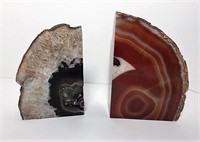 Two Polished Geode Book Ends/Decor
