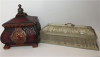 Heavy Lidded Box with Faux Jewel Decor