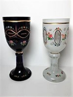 Two Hand Painted Chalice Style Glasses