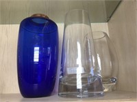 Blue & Clear Glass Vases