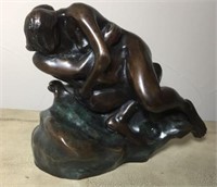 Cast Bronze Statue of Couple Embracing