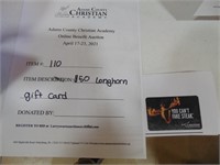 $50 Longhorn Steakhouse Gift Card