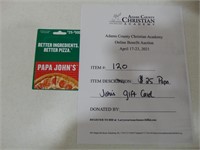 $25 Papa John's Gift Card