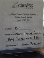 $300 Finch Rental Certificate