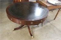 Leather Top Large Drum Table