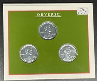 (3) Piece Set of Uncirculated 1943 WWII Steel Cent