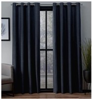 Peacoat Blue Woven Thermal Blackout Curtain Set 2