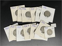 Lot of (15) assorted Buffalo nickels