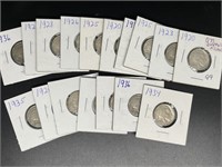 Lot of (17) assorted Buffalo Nickels