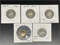 Proof Quarters: 1968-S, 1972-S, 1982-S, 1987-S, 19