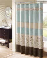 Serene Faux SilkEmbroidered Floral Shower Curtain
