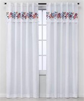 Floral Embroidery Blackout Window Curtain Panel