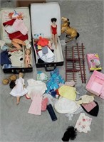 2 Barbie cases, horse, etc