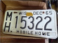 Vintage mobile home license plate