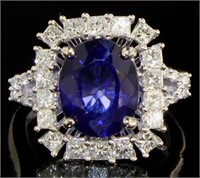 14kt Gold 6.42 ct Oval Sapphire & Diamond Ring