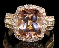 14K Rose Gold 5.81 ct Morganite and Diamond Ring