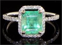 14kt Gold 2.29 ct Natural Emerald & Diamond Ring