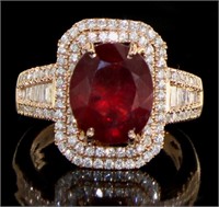 14kt Rose Gold Oval 6.32 ct Ruby & Diamond Ring