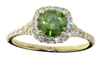 14kt Gold Fancy Green 1.45 ct Diamond Ring