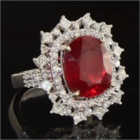 14kt Gold 11.31 ct Oval Ruby & Diamond Ring